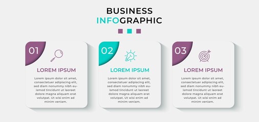 Business Infographic design template Vector with icons and 3 options or steps. Can be used for process diagram, presentations, workflow layout, banner, flow chart, info graph