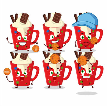 Talented Frappe Coffee Cartoon Character As A Basketball Athlete