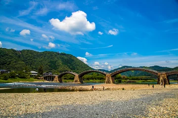 Photo sur Plexiglas Le pont Kintai 山口県岩国市　晴天の錦帯橋