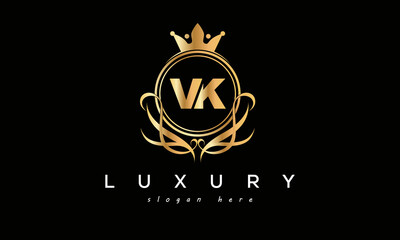 VK royal premium luxury logo with crown	