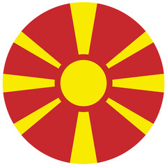 Colored North Macedonia flag. Vector illustration of circle North Macedonia flag