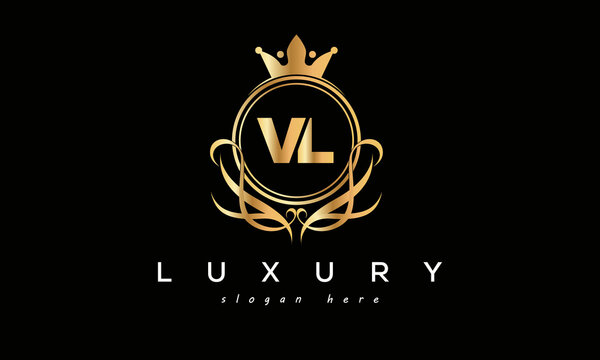 VL royal premium luxury logo with crown	