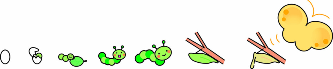 ちょうちょに成長するいもむし