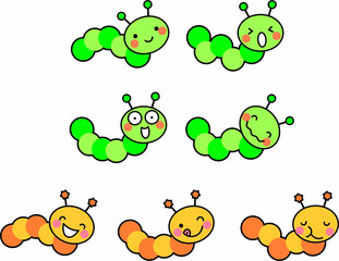 Obraz premium かわいいいもむし素材セット