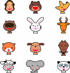 Fototapeta premium 笑顔の動物素材セット