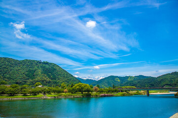 Fototapeta na wymiar 山口県岩国市　錦帯橋から望む景色