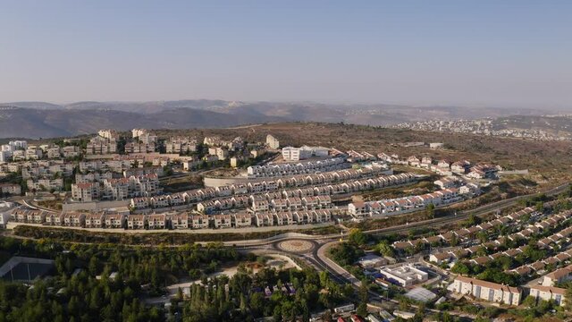 Judea and Samaria West Bank - Ariel settlement, Israel, 4k aerial drone view