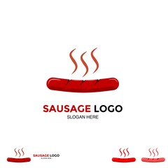 Sausage logo design concept modern, grilled sausage logo icon template on isolated background graphic element