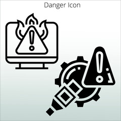 set of Danger icon,  line isolated or logo isolated sign symbol vector, outline and stroke style Collection of high-quality color style vector illustration,