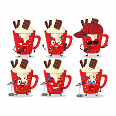 A Cute Cartoon design concept of frappe coffee singing a famous song