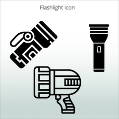 set of Flashlight icon,  line isolated or logo isolated sign symbol vector, outline and stroke style Collection of high-quality color style vector illustration,