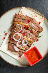 kebab with meat and sauce