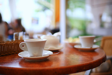 cup serving in cafe coffee outdoor breakfast