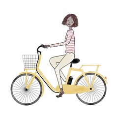 Fototapeta na wymiar 電動アシスト自転車に乗る黒人女性 