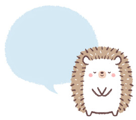 お辞儀するハリネズミとフキダシ