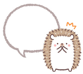 驚くハリネズミと線画フキダシ