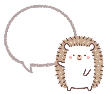 recommend clip art: 案内するハリネズミと線画フキダシ
