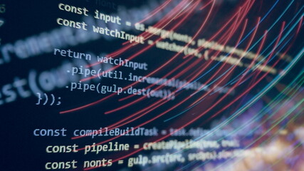 Computer script. Software background. Source code photo. Website programming code. Programmer...