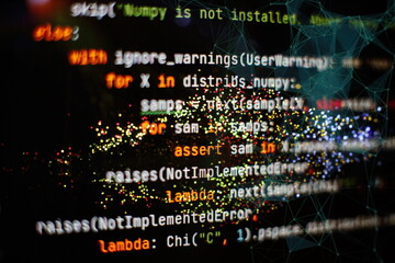 Abstract computer script code. Programming code screen of software developer. Software Programming...