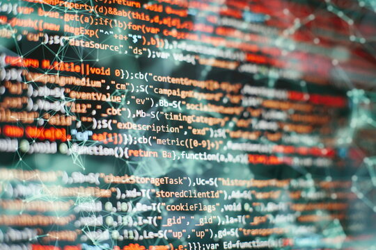 Abstract computer script code. Programming code screen of software developer. Software Programming Work Time. Code text written and created entirely by myself.