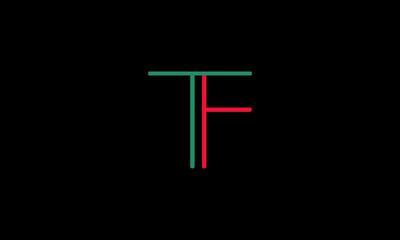 TF logo is a unique simple logo with a unique style two colors and black background
