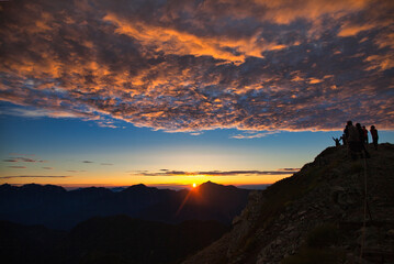 mt.tateyama trekking in summer, dawn, 真夏の立山トレッキングでの夜明けとご来光