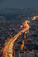 Aerial view of cars in traffic