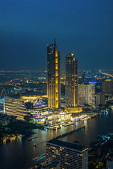Aerial view of city scape in bangkok Thailand at night