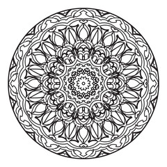 Circular pattern in the form of mandala with flower for henna mandala tattoo decoration