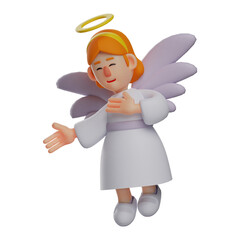 Angel 3D Cartoon Illustration with a smiley face