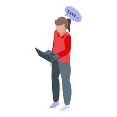 Girl sleep problems icon isometric vector. Insomnia problem. Tired woman