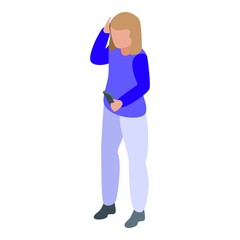 Fototapeta premium Tired girl icon isometric vector. Woman person. Character exhausted