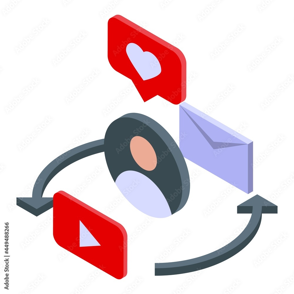 Poster network messaging icon isometric vector. social message. mobile smartphone