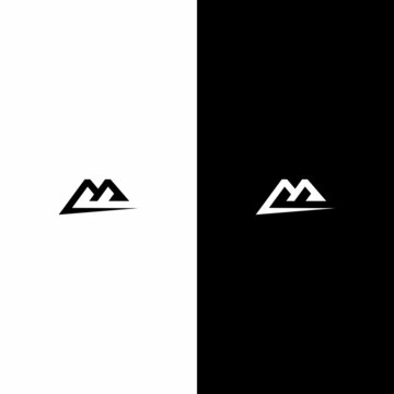 letter FM, MF mountain logo