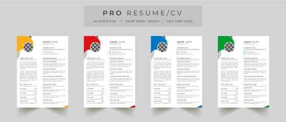 Clean Modern Resume Layout Vector Template for Business Job Applications, Minimalist resume cv template, Resume design template, cv design, multipurpose resume design