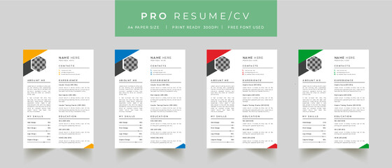 Clean Modern Resume Layout Vector Template for Business Job Applications, Minimalist resume cv template, Resume design template, cv design, multipurpose resume design