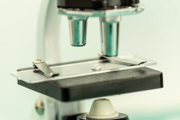 Close-up of a microscope