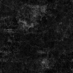 Seamless dark gray or black grungy dirty distressed background. High quality illustration. Messy scratched worn moody chalkboard or concrete wall texture. Ragged downtown tattered urban design.