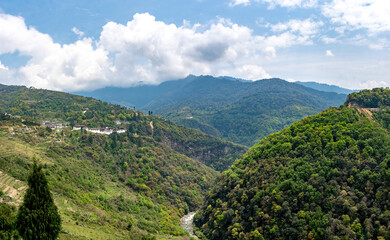 Fototapeta na wymiar Landscape view of central part of Bhutan