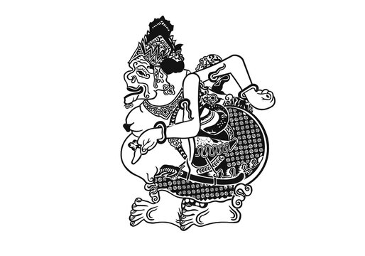 Vector illustration, modification of figure wayang kulit purwa, character of Semar.