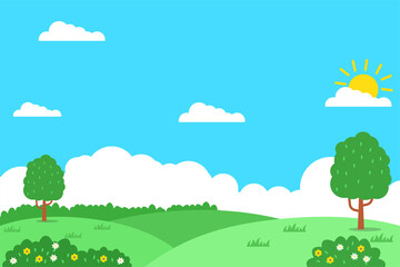 Cute nature landscape vector suitable for kids background and illustration