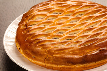 Tasty hot baked round pie