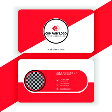 Modern abstract red color  visiting or business card design