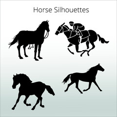 set of horse silhouettes ,  line isolated or logo isolated sign symbol vector, outline and stroke style Collection of high-quality black style vector illustration,