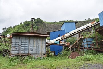 Fototapeta na wymiar Abandoned stone crusher plant in mumbai india