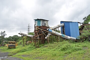 Fototapeta na wymiar Abandoned stone crusher plant in mumbai india