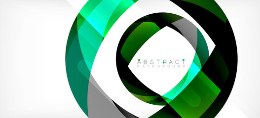 Geometric abstract background. Circle created with overlapping color shapes. Vector Illustration For Wallpaper, Banner, Background, Landing Page