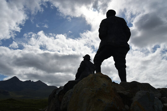 Climbing memorial in Glen Sligachan, Isle of Skye, Inner Hebrides, Scotland
