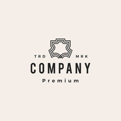 genuine or synthetic leather hipster vintage logo vector icon illustration