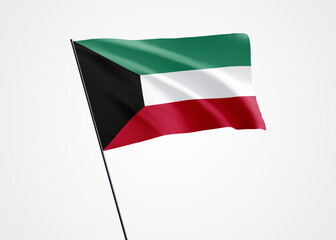 Kuwait flying high in the isolated background. February 25 Kuwait independence day. World national flag collection world national flag collection